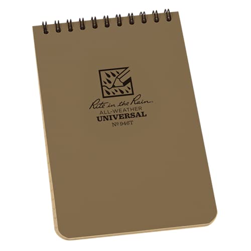 Rite In The Rain All-Weather Top-Spiral Notebook, 4" x 6", Tan Cover, Universal Pattern (N