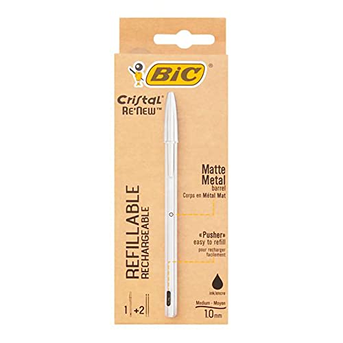 Bic Cristal ReNew Re-Fillable Pen and 2 Refills, Black Single Pack,501036 - Image 3