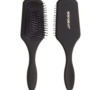 Denman (Black) Mini Paddle Cushion Hair Brush for Blow Drying, Detangling & On the Go Trav