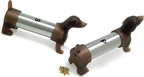 Kikkerland Dachshund Salt and Pepper Shakers, Brown/Silver - Image 4
