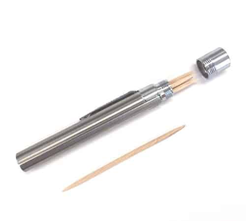 Bullseye Office - Portable Stainless Steel Toothpick Holder - Mobile Toothpick Case, Easy
