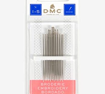 DMC 1765-1/5 Embroidery Hand Needles, 12-Pack, Size 1/5, Silver
