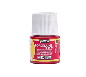 Pebeo Porcelaine 150, Water-Based High-Gloss Porcelain Paint, 45 ml Bottle – Scarlet Red