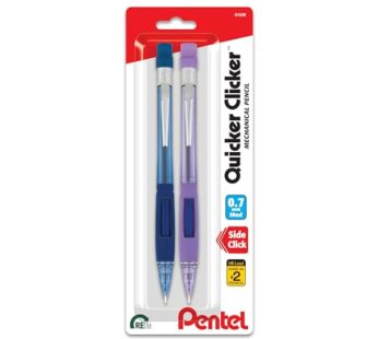 Pentel Quicker Clicker Automatic Pencils, 0.7mm, Transparent Blue Barrel and Purple Barrel