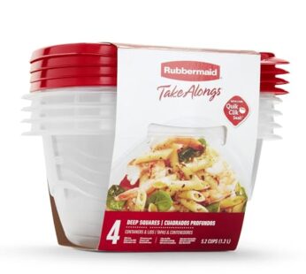 Rubbermaid Take Alongs 8-Piece Deep Square Container Set, Red, 4 piece