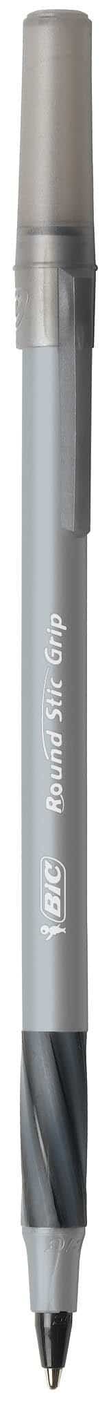 BIC Round Stic Grip Xtra Comfort Ballpoint Pen, Medium Point (1.2mm), Black, 8-Count - Image 2