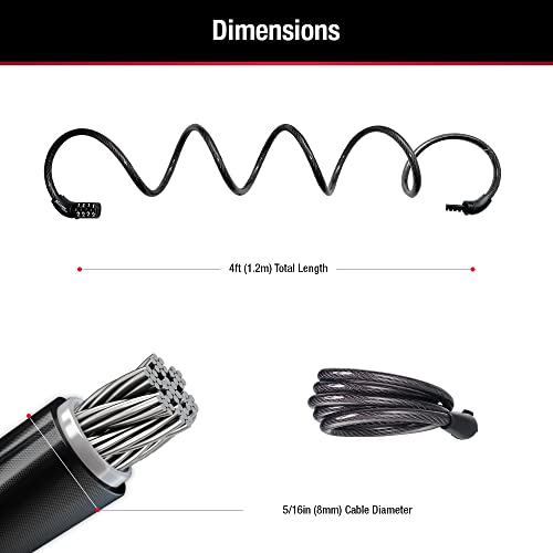 Master Lock Bike Lock Cable with Combination Black, 8143D - Image 7