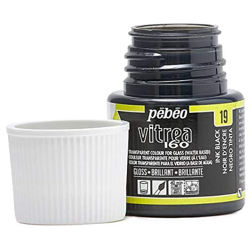 Pebeo Vitrea 160, Glossy Glass Paint, 45 ml Bottle - Ink Black - Image 2
