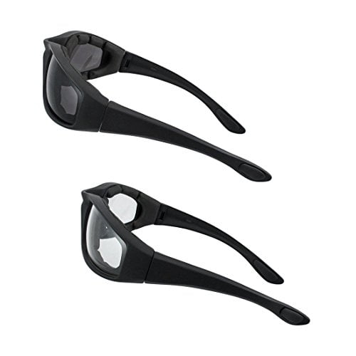 grinderPUNCH Motorcycle Riding Glasses - 2 Pair Smoke & Clear Biker Foam Pad - Image 2