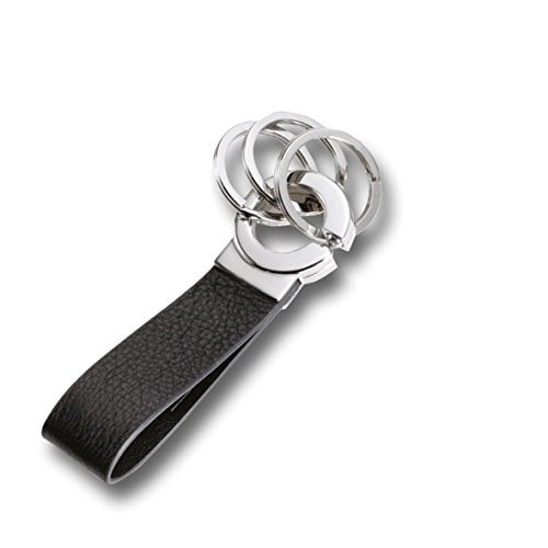 TROIKA Key-Click ? KR8-02/LE ? Keyring with Practical"Click-Lock" ? 3 Metal Rings ? Leathe