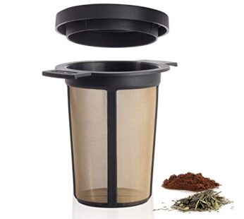 Finum Reusable Stainless Steel Coffee and Tea Infusing Mesh Brewing Basket, Large, Black