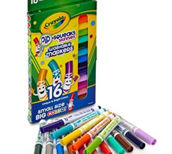 Crayola Washable Pip Squeaks Skinnies Markers, 16 Count, School Supplies, Gifts for Boys a