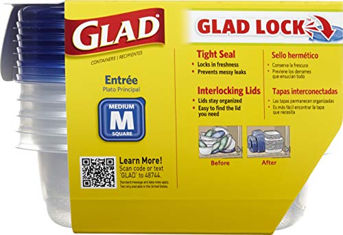 Glad Medium Square Food Storage Containers for Everyday Use | Medium Square Food Storage C - Image 2