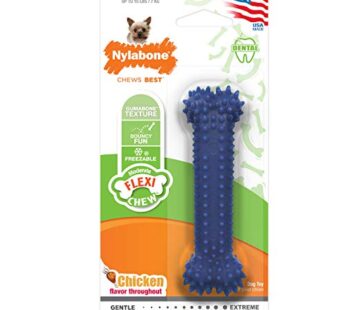 Nylabone Moderate Chew FlexiChew Dental Chew Toy Chicken Flavor X-Small/Petite – Up to 15