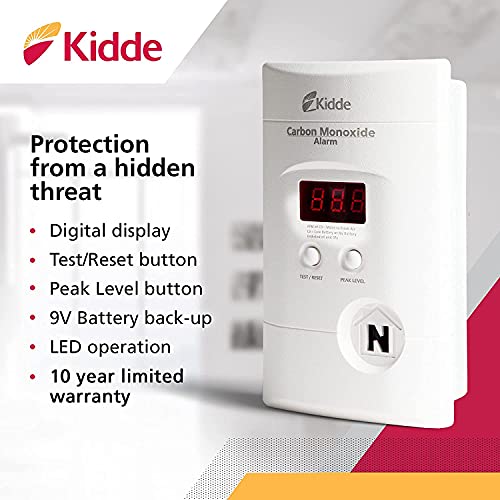 Kidde Carbon Monoxide Detector, Plug In Wall with 9-Volt Battery Backup, Digital LED Displ - Image 4