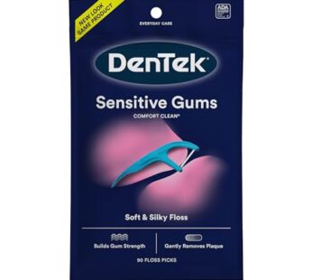 DenTek Comfort Clean Sensitive Gums Floss Picks, Soft & Silky Ribbon, 90 Count
