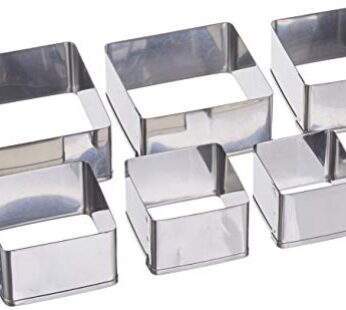 Ateco Plain Edge Square Cutters in Graduated Sizes, Stainless Steel, 6 Pc Set