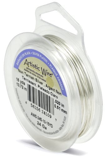Artistic Wire, 24 Gauge / .51 mm Silver Plated Tarnish Resistant Colored Copper Craft Wire