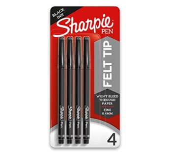 SHARPIE Felt Tip Pens, Fine Point (0.4mm), Black, 4 Count
