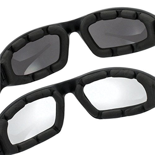 grinderPUNCH Motorcycle Riding Glasses - 2 Pair Smoke & Clear Biker Foam Pad - Image 3