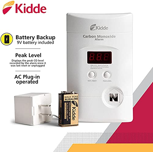 Kidde Carbon Monoxide Detector, Plug In Wall with 9-Volt Battery Backup, Digital LED Displ - Image 2