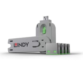 Lindy USB Port Blocker – Pack of 4, Green (40451)
