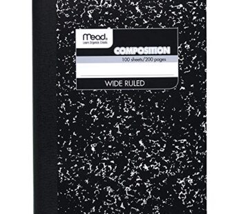 Mead Composition, Wide Ruled Comp Book, Writing Journal Notebook with Lined Paper, Home Sc