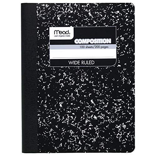 Mead Composition, Wide Ruled Comp Book, Writing Journal Notebook with Lined Paper, Home Sc