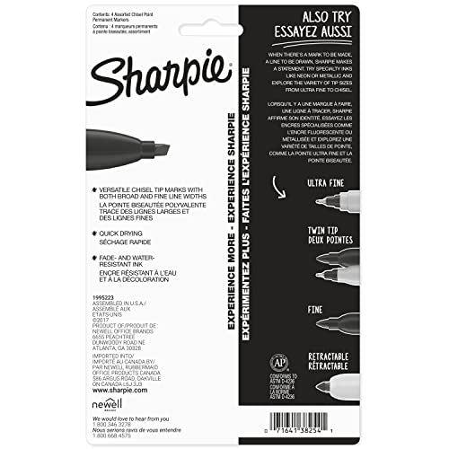 SHARPIE Permanent Markers, Chisel Tip, Classic Colors, 4 Count - Image 7