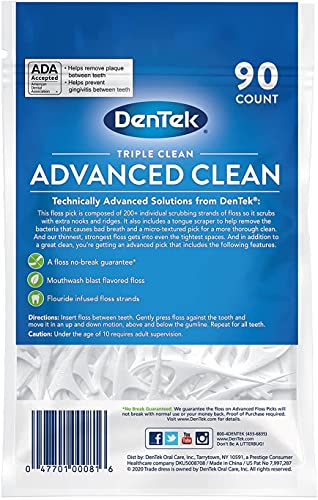 DenTek Extra Strong Triple Clean Floss Picks, Mouthwash Blast 90 ea - Image 4
