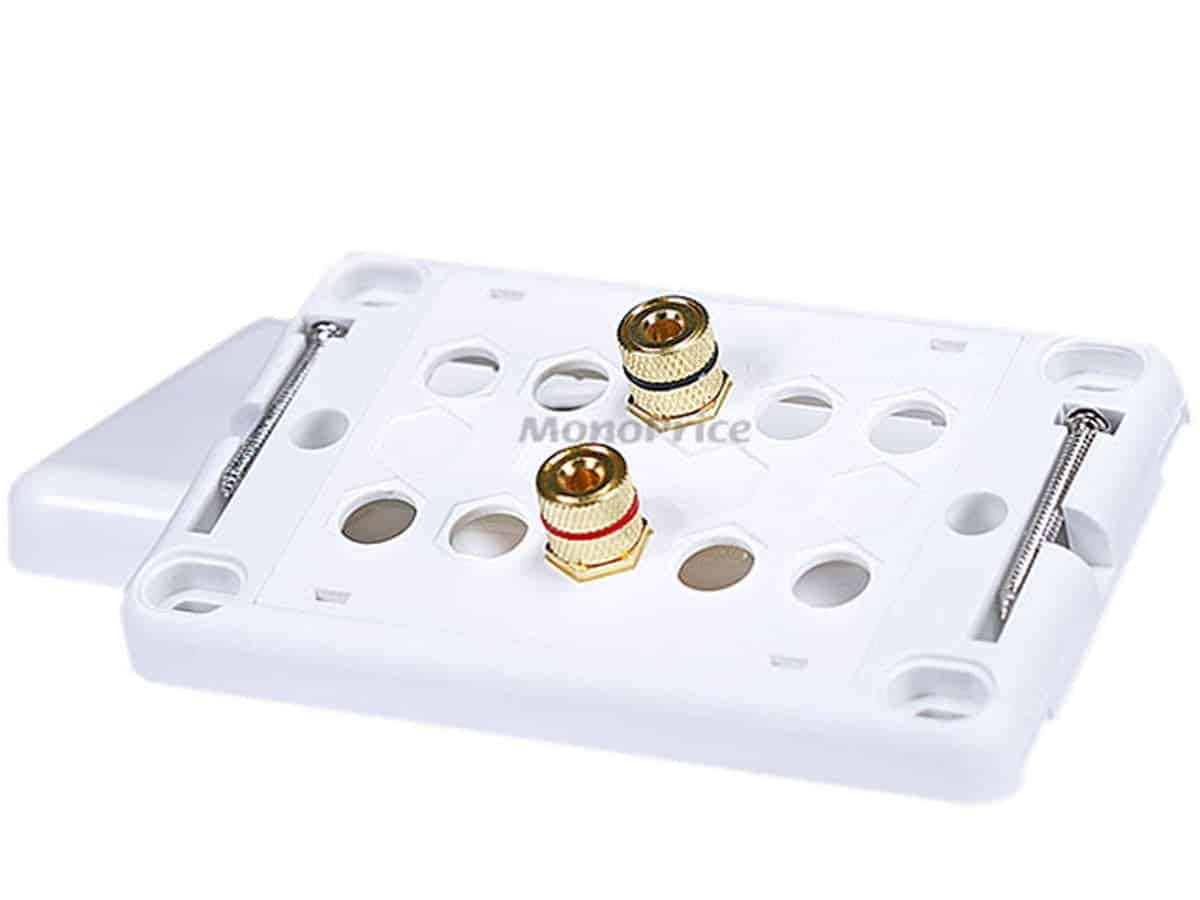 Monoprice High Quality Banana Binding Post Two-Piece Inset Wall Plate for 2 Speakers - Cou - Image 3