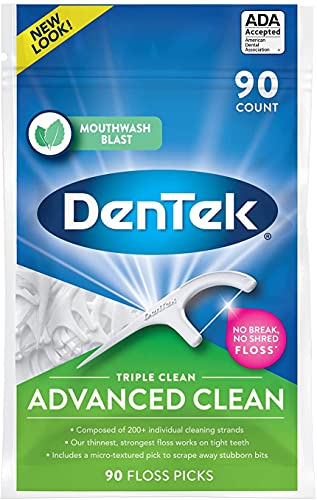 DenTek Extra Strong Triple Clean Floss Picks, Mouthwash Blast 90 ea