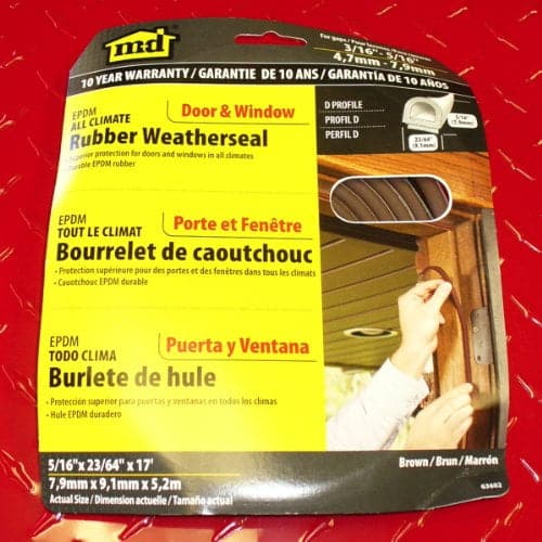 M-D 63602 17' Brown Extreme Temperature D-Profile Weather Stripping - Image 4