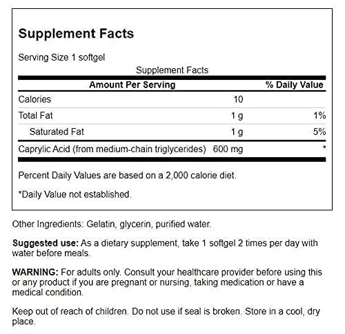 Swanson Caprylic Acid 600 Milligrams 60 Sgels - Image 2
