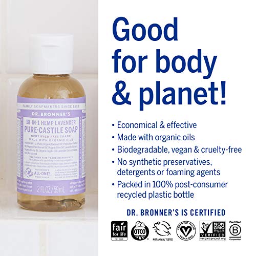 Dr. Bronner's - Pure-Castile Liquid Soap (Lavender, 2 ounce) - Made with Organic Oils, 18- - Image 4