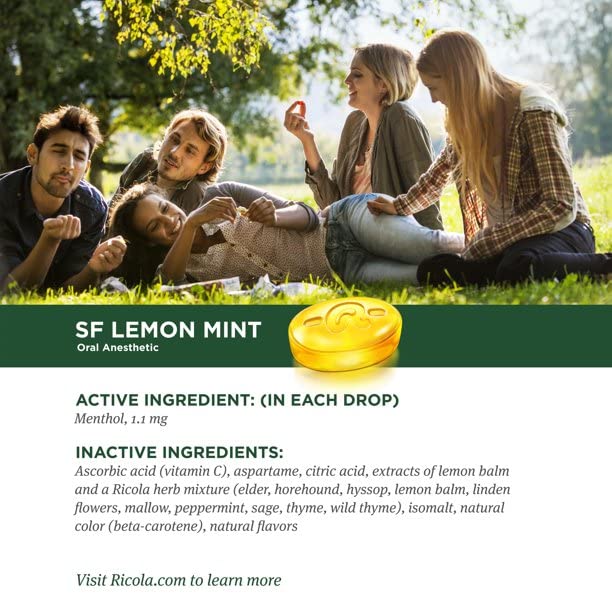 Cough Drops - Lemon Mint Sugar Free Ricola 19 Lozenge - Image 2