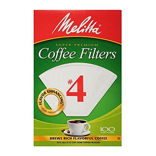 Melitta #4 Cone Coffee Filters, White, 100 Total Filters Count - Packaging May Vary