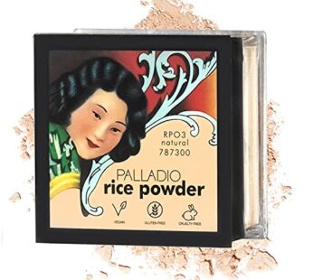 Palladio Rice Powder, Natural, Loose Setting Powder, Absorbs Oil, Leaves Face Looking and