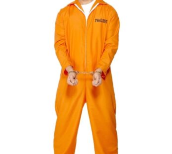 Smiffys mens Escaped Prisoner Costume, Orange, M – US Size 38″-40″