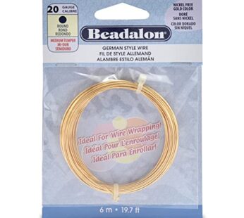 Beadalon German Style Wire for Jewelry Making, Round, Gold Color, 20 Gauge, 19.7 m