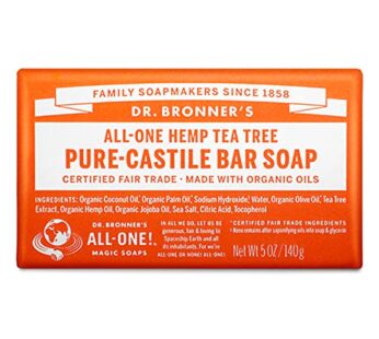 Dr. Bronner’s – Pure-Castile Bar Soap (Tea Tree, 5 ounce) – Made with Organic Oils, For Fa