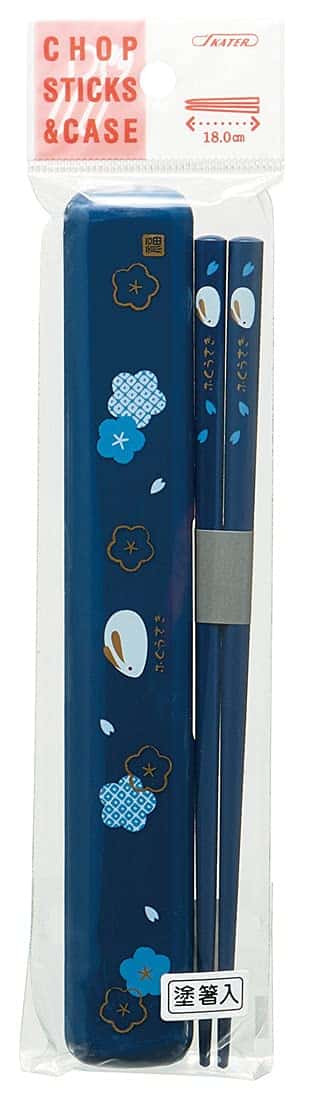Skater Japanese Rabbit Blossom Chopstick and Case Blue - Image 5