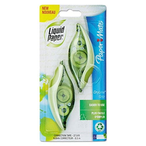 Paper Mate Liquid Paper DryLine Grip Correction Tape, Recycled, 2 Count