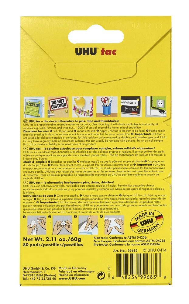 Uhu Tac Removable and Reusable Glue Pads for Fast & Cleanmounting, Non-Toxic, Ideal for Pa - Image 3