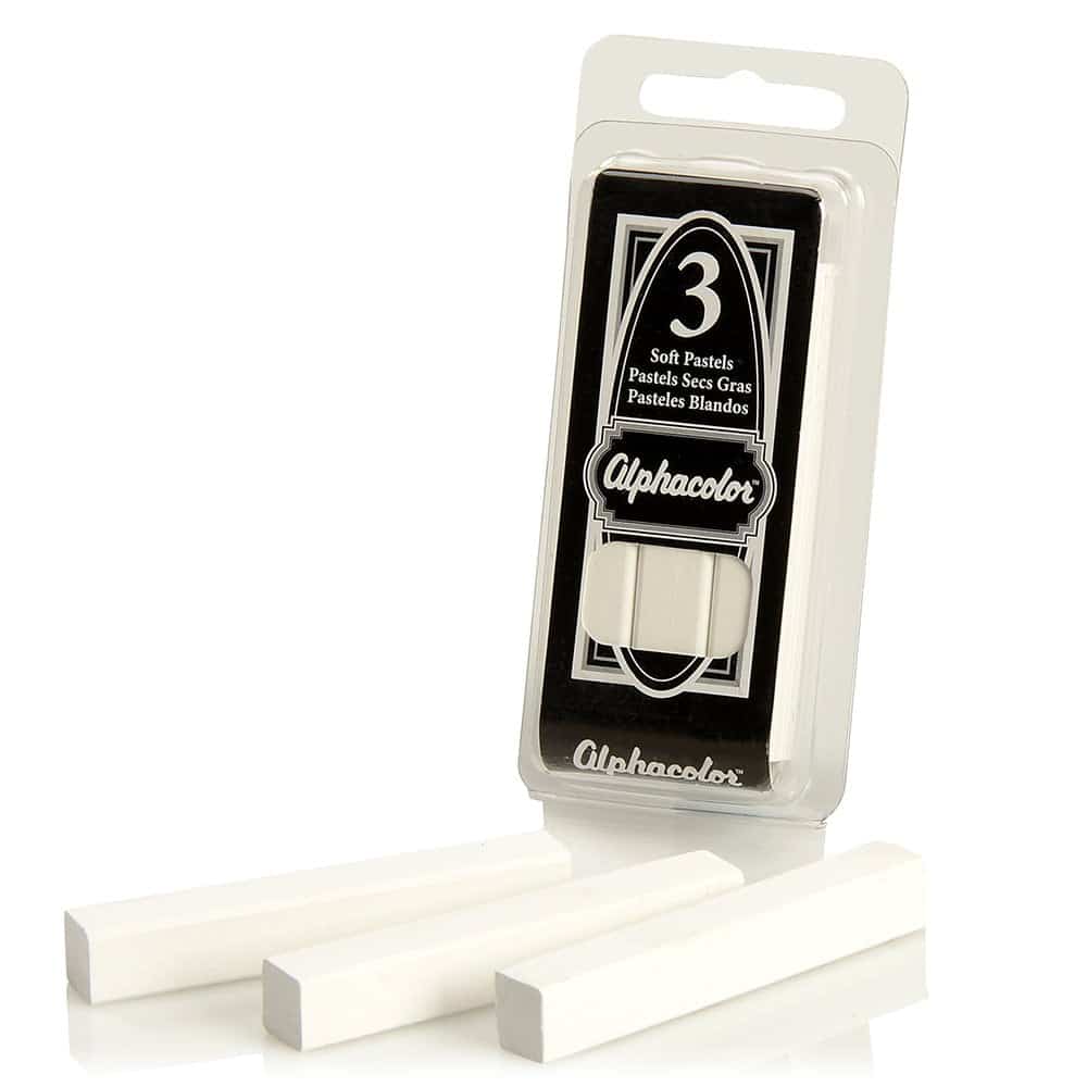 Quartet Derwent Alphacolor Round Soft Pastels, White, 3 Pastels per Pack (105W) - Image 2