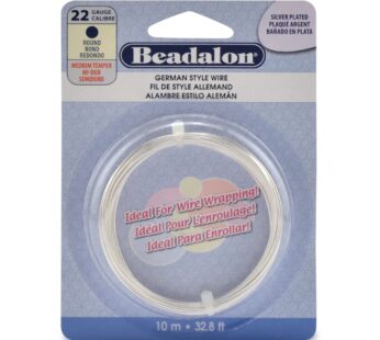 Beadalon German Style Wire for Jewelry Making, Round, Silver Plated, 22 Gauge, 32.8 ft