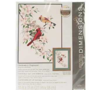 Dimensions Red Cardinal In Dogwood Crewel Embroidery Kit, 11” W x 15” H