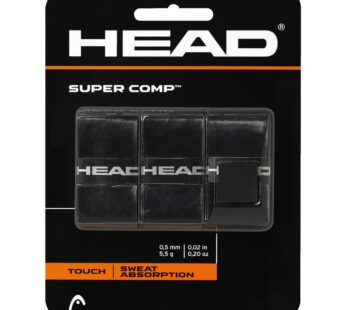 HEAD Super Comp Overgrip, 3 Count (Pack of 1), Black