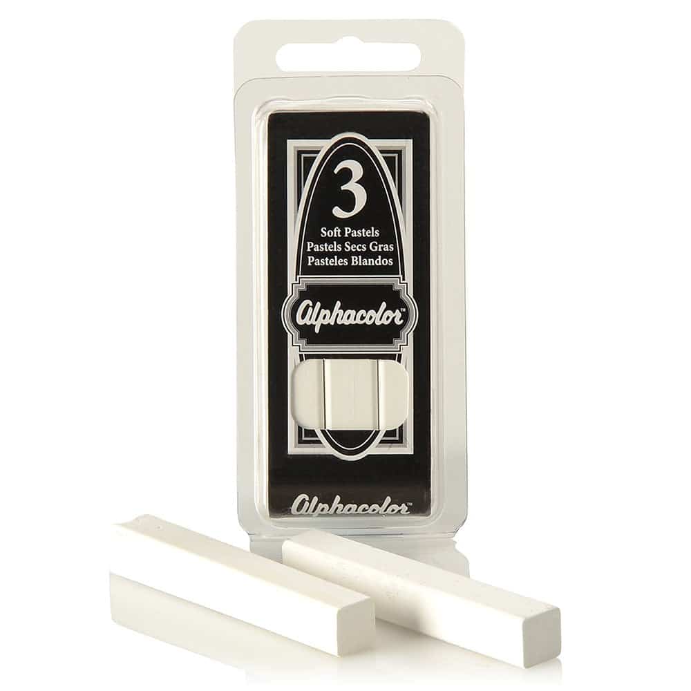Quartet Derwent Alphacolor Round Soft Pastels, White, 3 Pastels per Pack (105W)