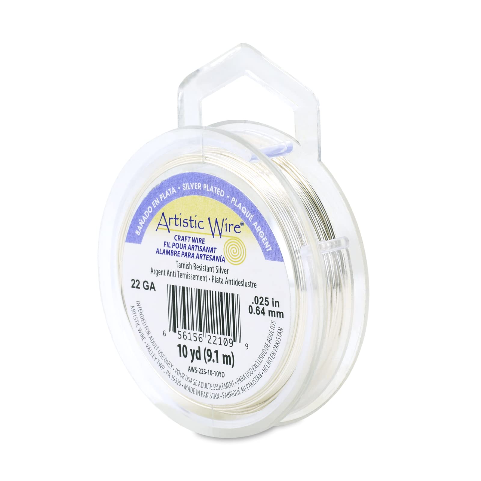 Artistic Wire, 22 Gauge / .64 mm Silver Plated Tarnish Resistant Colored Copper Craft Wire